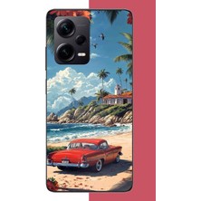 Aksesuarist Redmi Note 12 Pro Plus Uyumlu Palm Sahil Baskılı Silikon Kılıf