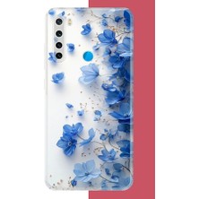 Aksesuarist Redmi Note 8 Uyumlu Mavi Çiçek2 Baskılı Silikon Kılıf