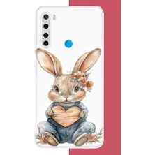 Aksesuarist Redmi Note 8 Uyumlu Çiçek Tokalı Tavşan Baskılı Silikon Kılıf
