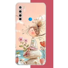 Aksesuarist Redmi Note 8 Uyumlu Bahçede Hayal Kuran Kız Baskılı Silikon Kılıf