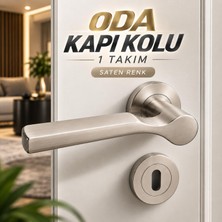 Nzb [1 Takım] Saten Renk Yuvarlak Rozetli Oda Kapı Kolu Modern Şık Iç Kapı Kolu Sağ Sol Uyumlu