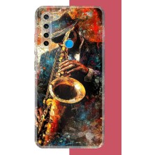 Aksesuarist Redmi Note 8 Uyumlu Renkli Tenor Saksafon Baskılı Silikon Kılıf
