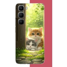 Aksesuarist Infinix Hot 60 Pro Uyumlu Kapıdaki Kediler Baskılı Silikon Kılıf
