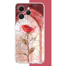 Aksesuarist Tecno Spark 40 Uyumlu Pencereki Gül Baskılı Silikon Kılıf
