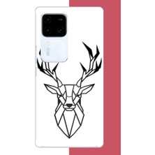 Aksesuarist Vivo V30 Uyumlu Üçgen Geyik Baskılı Silikon Kılıf
