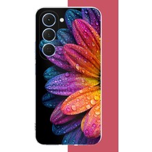 Aksesuarist Tecno Spark 40 Pro Uyumlu Gökkuşağı Papatyası Baskılı Silikon Kılıf