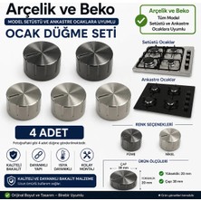 Özel Üretim Universal Kumtel Silverline Arçelik Beko Simfer Uyumlu Ankastre Ocak Fırın Düğmesi İnox renk4'lü Set