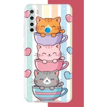 Aksesuarist Redmi Note 8 Uyumlu Kawaii Fincandaki Kediler Baskılı Silikon Kılıf