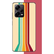 Aksesuarist Redmi Note 12 Pro Plus Uyumlu Retro Renk Şeritleri Baskılı Silikon Kılıf