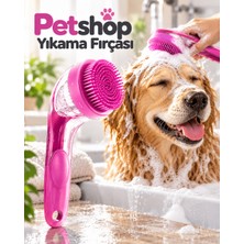 Shoppingfestr Evcil Hayvanlar Için Şampuan Hazneli Yıkama Fırçası Uzun Saplı Silikon Pet Temizleme Tarağ�