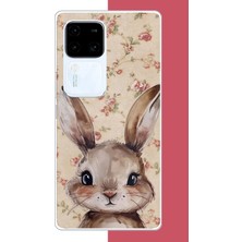 Aksesuarist Vivo V30 Uyumlu Kahverengi Tavşan Baskılı Silikon Kılıf