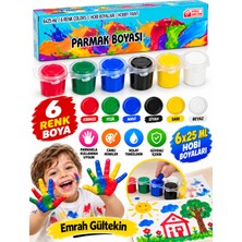 Emrah Gültekin 6 Renk Parmak Boyası 6X25 ml Çocuklar Için Yıkanabilir Güvenli Hobi Boya Seti