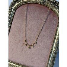CM Jewelry Gold Renk Beşli Sallantı Detaylı Top Zincir Kolye