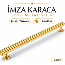 Badem10 Lüks Altın Metal Gold Kulp 224 mm (22,4 Cm) Dolap Çekmece Mobilya Banyo Mutfak Vestiyer Kulpu Kulbu