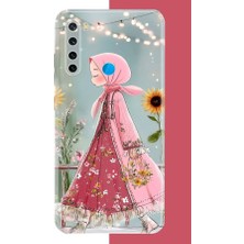 Aksesuarist Redmi Note 8 Uyumlu Pembe Elbiseli Kız Baskılı Silikon Kılıf