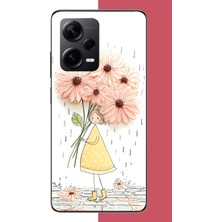 Aksesuarist Redmi Note 12 Pro Plus Uyumlu Yağmur Altında Çiçekler Baskılı Silikon Kılıf