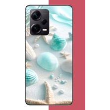 Aksesuarist Redmi Note 12 Pro Plus Uyumlu Turkuaz Deniz Kabuğu Baskılı Silikon Kılıf