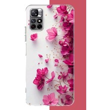Aksesuarist Redmi 10 Uyumlu Fuşya Çiçek Esintisi Baskılı Silikon Kılıf