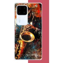 Aksesuarist Vivo V30 Uyumlu Renkli Tenor Saksafon Baskılı Silikon Kılıf