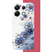 Aksesuarist Poco X6 Pro Uyumlu Mavi Çiçek Baskılı Silikon Kılıf