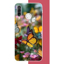 Aksesuarist Huawei P30 Lite Uyumlu Kelebek Bahçesi Baskılı Silikon Kılıf