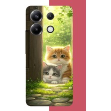Aksesuarist Poco X6 Pro Uyumlu Kapıdaki Kediler Baskılı Silikon Kılıf