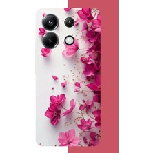 Aksesuarist Poco X6 Pro Uyumlu Fuşya Çiçek Esintisi Baskılı Silikon Kılıf