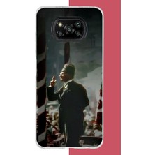 Aksesuarist Poco X3-X3 Pro-Nfc Uyumlu Halka Seslenen Atatürk Baskılı Silikon Kılıf