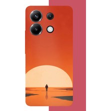 Aksesuarist Poco X6 Pro Uyumlu Retro Güneş Batımı Baskılı Silikon Kılıf