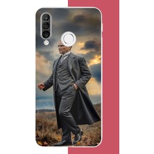 Aksesuarist Huawei P30 Lite Uyumlu Atatürk Gri Takım Elbiseli Baskılı Silikon Kılıf