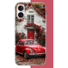 Aksesuarist iPhone 16 Uyumlu Kırmızı Vos Vos Baskılı Silikon Kılıf
