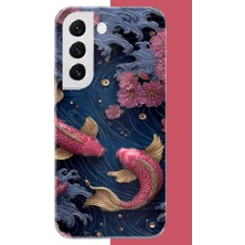 Aksesuarist Samsung Galaxy S22 Uyumlu Kırmızı Balıklar Baskılı Silikon Kılıf