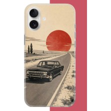Aksesuarist iPhone 16 Uyumlu Kızıl Güneşe Doğru Baskılı Silikon Kılıf