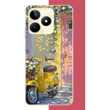 Aksesuarist Realme C53 Uyumlu Sarı Mobilet Baskılı Silikon Kılıf