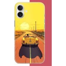 Aksesuarist iPhone 16 Uyumlu Gün Batımına Yolculuk Baskılı Silikon Kılıf