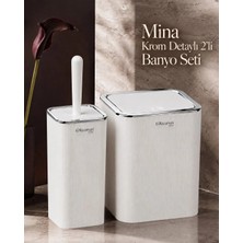 Okyanus Home Mina Beyaz - Krom Kare 2'li Banyo Seti