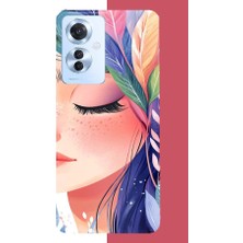Aksesuarist Oppo Reno 11F Uyumlu Renkli Yaprak Saçlı Kız.jpeg Baskılı Silikon Kılıf