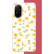Aksesuarist Redmi A5 Uyumlu Sarı Çiçek Pattern Baskılı Silikon Kılıf