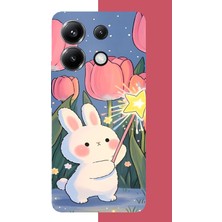 Aksesuarist Poco X6 Pro Uyumlu Peluş Tavşan Baskılı Silikon Kılıf