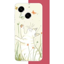 Aksesuarist Tecno Spark Go 1 Uyumlu Mutlu Kedi Baskılı Silikon Kılıf