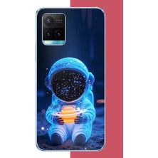 Aksesuarist Vivo Y21S Uyumlu Yıldızlı Astronot Baskılı Silikon Kılıf