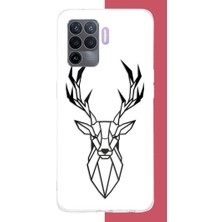 Aksesuarist Oppo Reno 5 Lite Uyumlu Üçgen Geyik Baskılı Silikon Kılıf