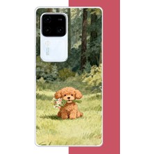 Aksesuarist Vivo V30 Uyumlu Peluş Köpek Baskılı Silikon Kılıf
