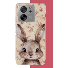 Aksesuarist Xiaomi Mi 13T-13T Pro Uyumlu Kahverengi Tavşan Baskılı Silikon Kılıf