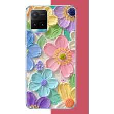 Aksesuarist Vivo Y21S Uyumlu Pastel Çiçek Dokusu Baskılı Silikon Kılıf
