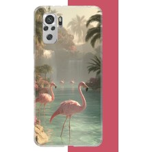 Aksesuarist Redmi Note 10 / 10S Uyumlu Akarsudaki Flamingo Baskılı Silikon Kılıf