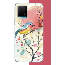 Aksesuarist Vivo Y21S Uyumlu Renkli Kuş Baskılı Silikon Kılıf