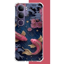 Aksesuarist Vivo V40 Lite Uyumlu Kırmızı Balıklar Baskılı Silikon Kılıf