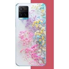 Aksesuarist Vivo Y21S Uyumlu Renkli Çiçek Baskılı Silikon Kılıf