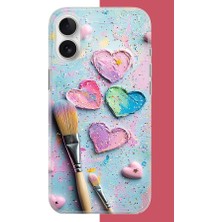 Aksesuarist iPhone 16 Uyumlu Renkli Tuval Baskılı Silikon Kılıf